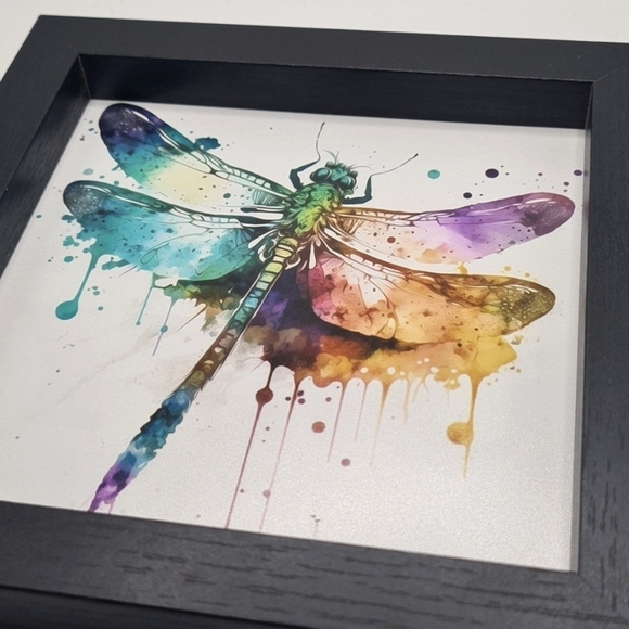 Dragonfly Watercolor Oil Painting Hanging Framed Art Print - Picture 4 of 7
